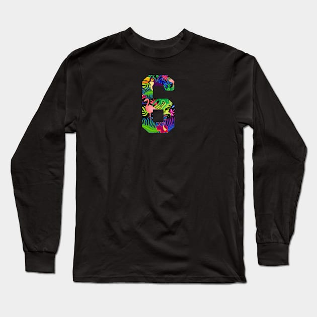 Floral Number 6 Long Sleeve T-Shirt by Eric Okore